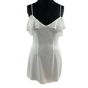 By The Way White Ruffle Neckline Cold Shoulder Princess Seam Mini Dress Size S
